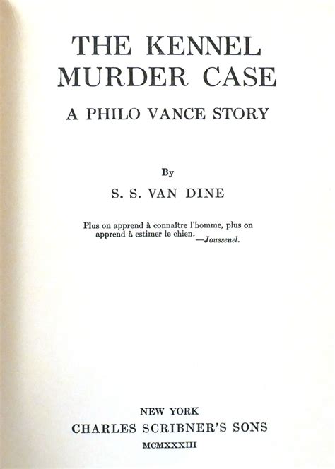 The Kennel Murder Case S S Van Dine First Edition First Printing