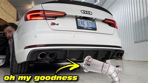 B9 Audi S4 Catless Downpipe Install Carbnlab Decat Downpipe YouTube