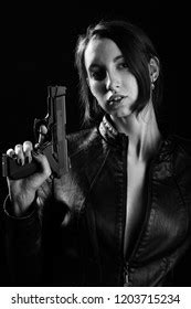 Naked Beauty Holding Gun Smoke Background Stock Photo 11892952 Shutterstock