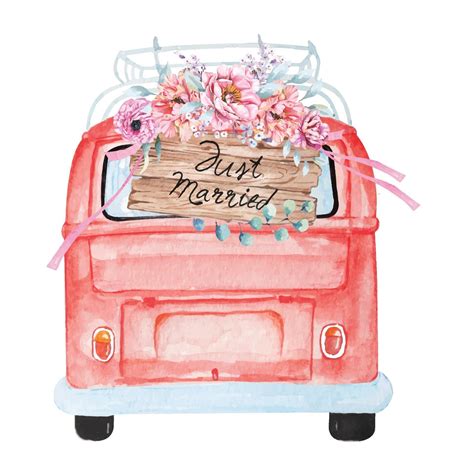 Car with just married sign 2293172 Vector Art at Vecteezy