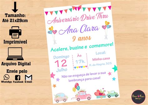 Convite Anivers Rio Drive Thru Ele Funciona Para Todas As Ocasi Es