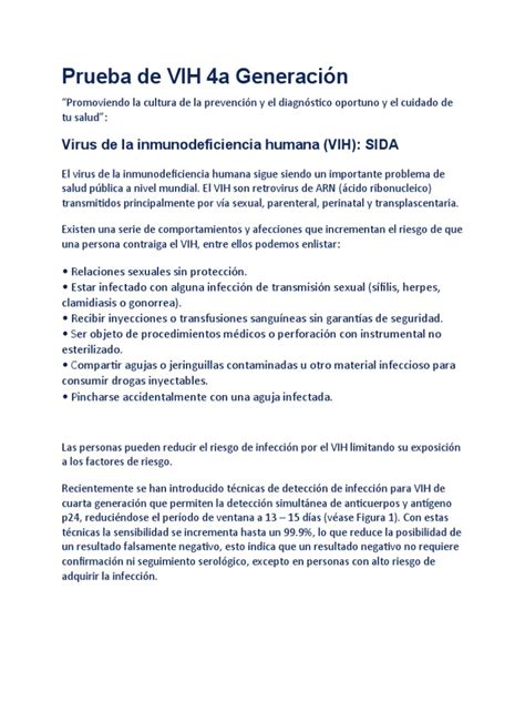 Prueba De Vih 4a Generación Pdf