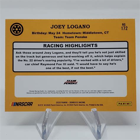 Donruss Racing Nascar Retro Joey Logano Ebay