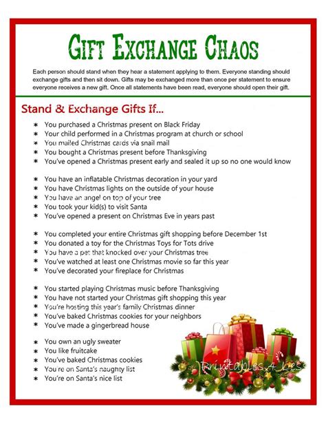 Christmas Gift Swap Game Rules - Printable Online