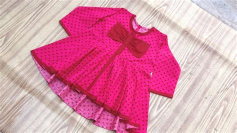 Full Sleeves Umbrella High Low Baby Frock Cutting And Stitching Baby