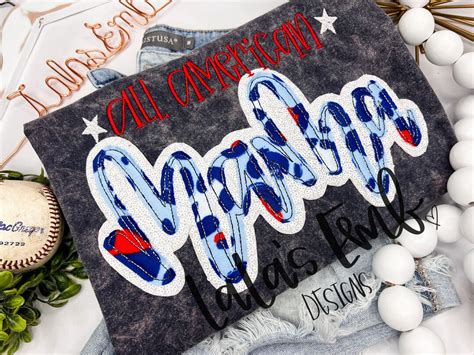 All American Mama Double Stack Applique Embroidery Design Hand