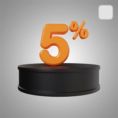 Номер 3d 5 процентов на подиуме 3d иллюстрация | Премиум PSD Файл