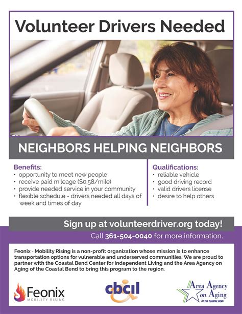 Tx Volunteer Driver Flyer 2019purple Coastal Bend Center For