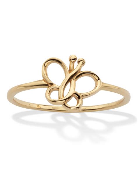 PalmBeach Jewelry Stackable Butterfly Ring 14K Solid Yellow Gold