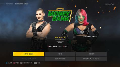 Wwe 2k22 Universe Mode Mitb Match Card Will Be Streamed On Twitch