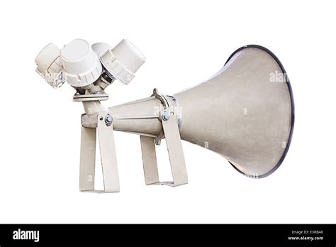 Old loudspeaker isolated on white background with clipping path Stock ...