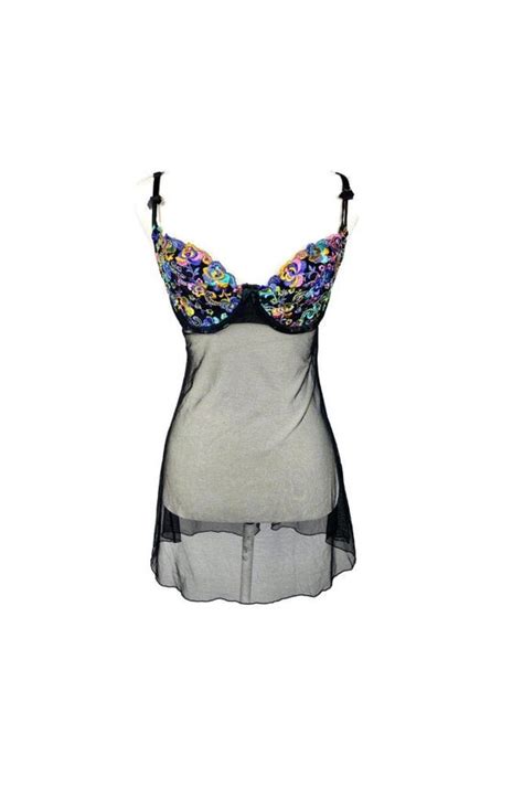 Vintage Lingerie S Babydoll Lingerie Mesh Black Etsy