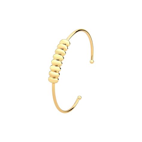 Bracelete Celebrate Banhado Em Ouro 18k Aberto Detalhes Ovais