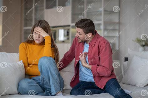 Aggressive Husband Screaming Trying To Convey Position To Offended