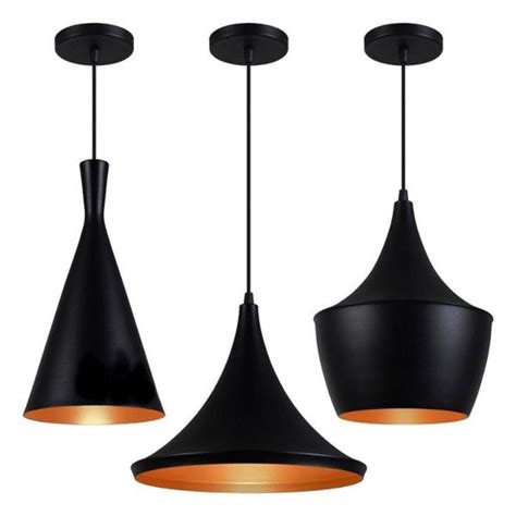 Tudo Sobre Kit 2 Luminárias Pendentes Funil Tom Dixon Preto e Cobre