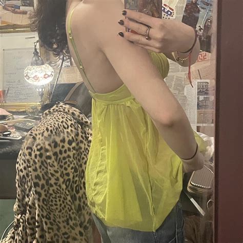 Cute Lime Green Lingerie Style Top Size Depop