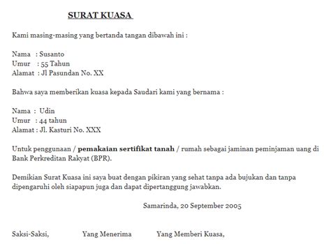 Contoh Surat Kuasa Mengurus Sertifikat Tanah Koleksi Gambar