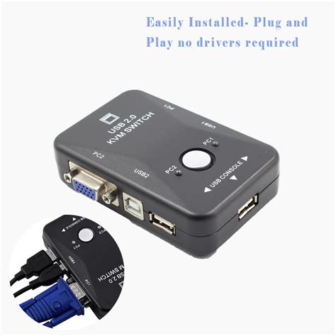 USB квм-переключатель с 2 портами VGA переключатель SVGA Box USB 2,0 ...