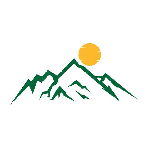 green mountain highland with sunset logo design vector graphic symbol ...