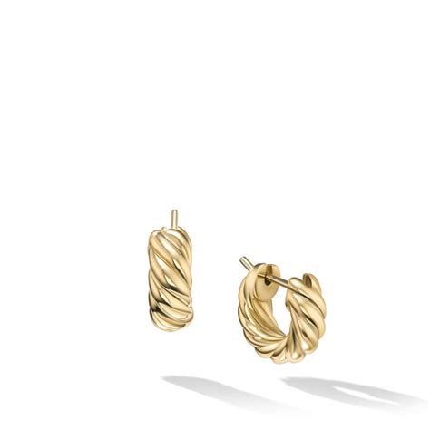 David Yurman Sculpted Cable Hoop Earrings In 18K Yellow Gold Bailey S