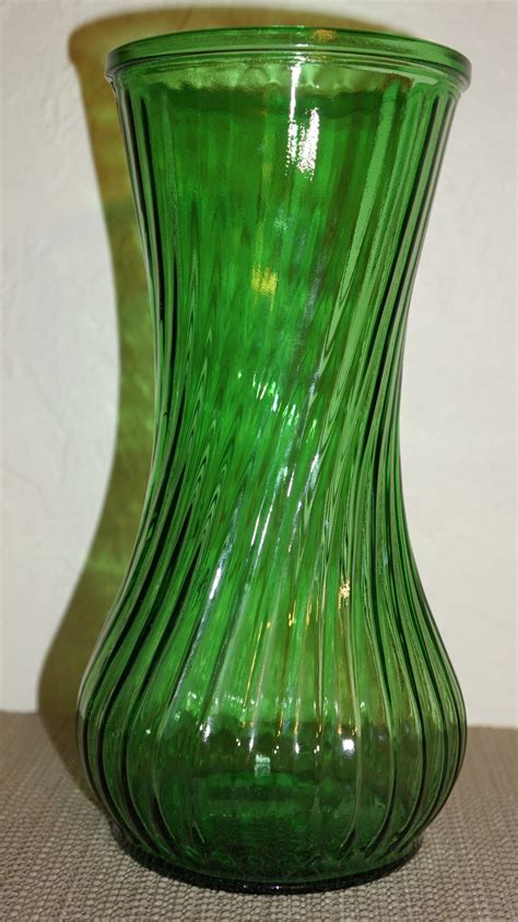 Vintage Green Glass 4091 Hoosier Vase Hoosier Ribbed Green Glass Vase Fits Most Home Decor