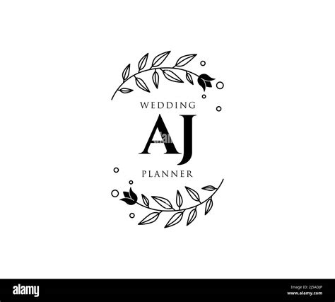 Aj Initials Letter Wedding Monogram Logos Collection Hand Drawn Modern