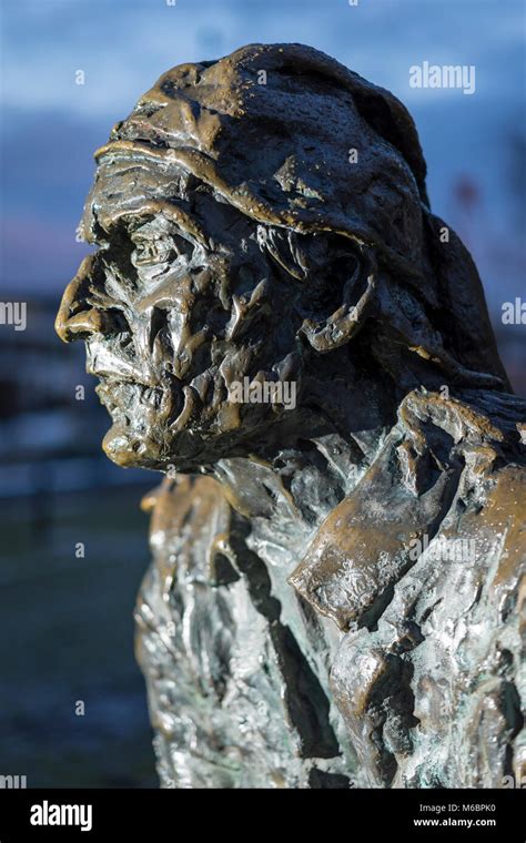 Statue Of John Cabot Lit By Flash Near The River Avon On Bristol S