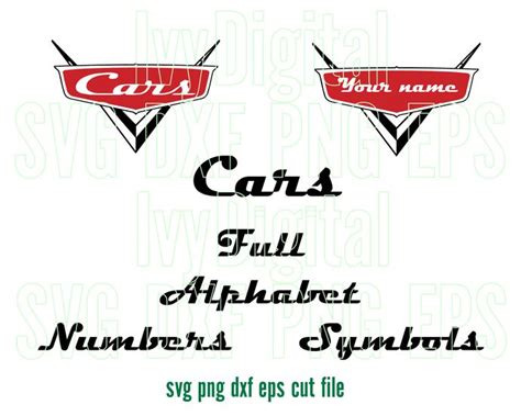 Disney Pixar Cars Font Svg Cars Letters Alphabet Number Birthday