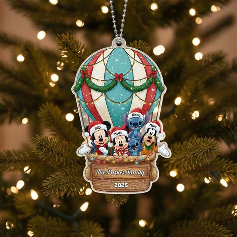 Personalized Disney Characters Hot Air Balloon Ornament Custom Name
