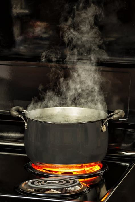 Pot Of Boiling Water On Hot Burner Stock Photo Image Of Burner