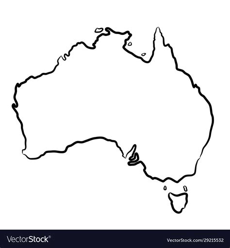 Australia map from contour black brush lines Vector Image