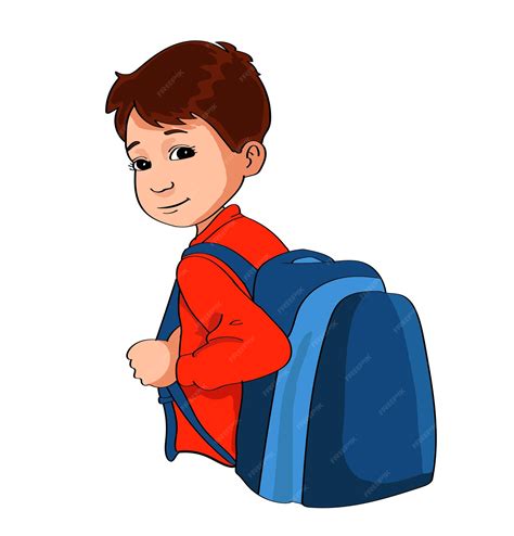 Cartoon Kid With Backpack