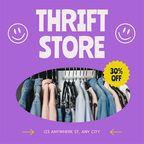 Pre Owned Clothes Thrift Store Purple Online Instagram Ad Template