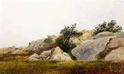 John Frederick Kensett Rocky Landscape painting - Rocky Landscape print ...