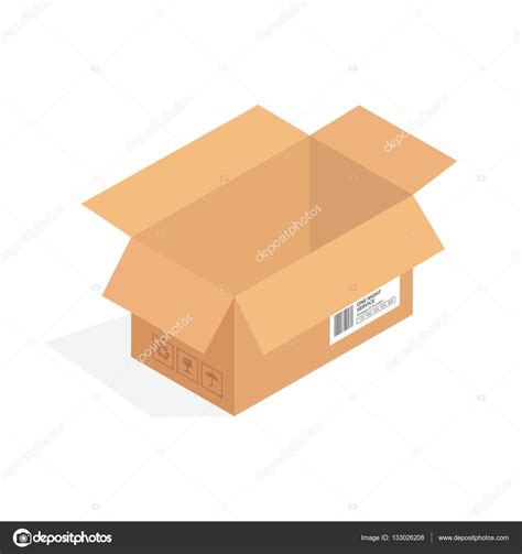 Isometric Cardboard Box Packaging Isolated Vector Illustration Design — Stock Vector