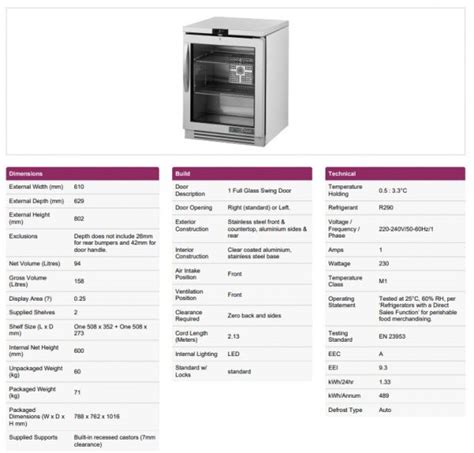 True Under Counter Fridge Stainless Steel 147ltr Tuc 24g Hc Fgd01