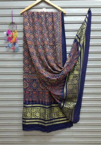 Printed Ajarkh Silk Dupatta Half Fine Zari Gold At Rs 1000 In Surat