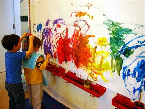 Portfolio - kids painting wall - Wayland Creative Preschool