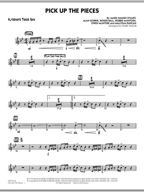 Pick Up The Pieces Alternate Tenor Sax By Mark Taylor Sheet Music For