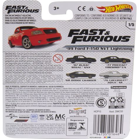 Mattel Hot Wheels Collective Enterainment Cars Fast Furious 99 Ford F 150 SVT Lightning DMC55