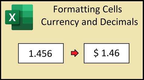 How To Format Cells For Currency And Decimals In Excel Youtube