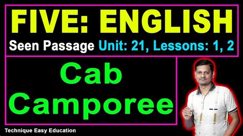 Pec English Seen Passage Unit 21 Lesson 1 2 Cab Camporee Class 5 English Five