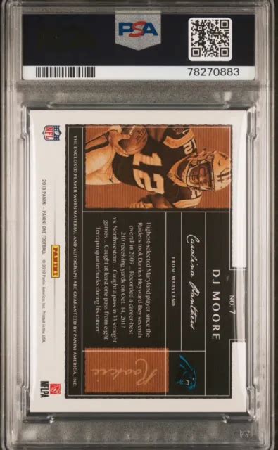 2018 PANINI ONE DJ Moore Rookie Card Patch Auto 199 RPA PSA 10 POP 1