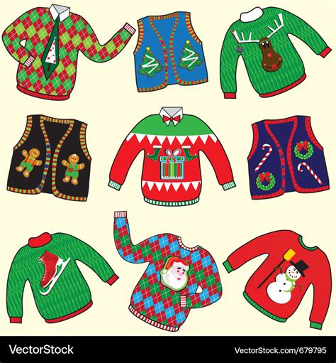 Ugly Christmas Sweaters Royalty Free Vector Image