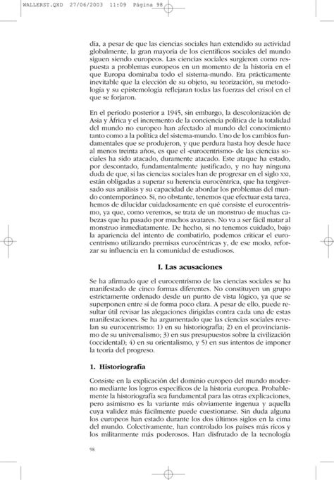 Wallerstein Immanuel El Eurocentrismo Y Sus Avatares Pdf