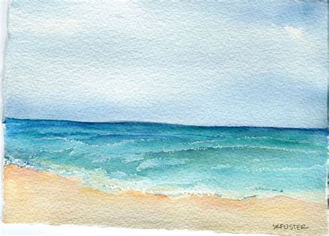 Aruba Watercolors Painting Original Ocean Art Seascape Etsy Beach