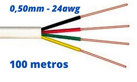 Cabo Alarme 4 Vias 4x0 50 4x24 AWG sólido 100 Metros Branco