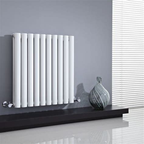 Milano Aruba Modern White Horizontal Double Oval Panel Radiator