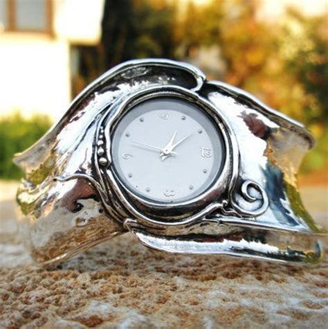 Wide Sterling Silver Cuff Watch For Women Big Silver Cuff Bracelet