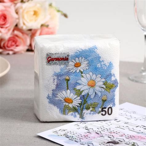 Салфетки бумажные 50 шт .24х24 см .Цветочно-растительная .2 набора ...